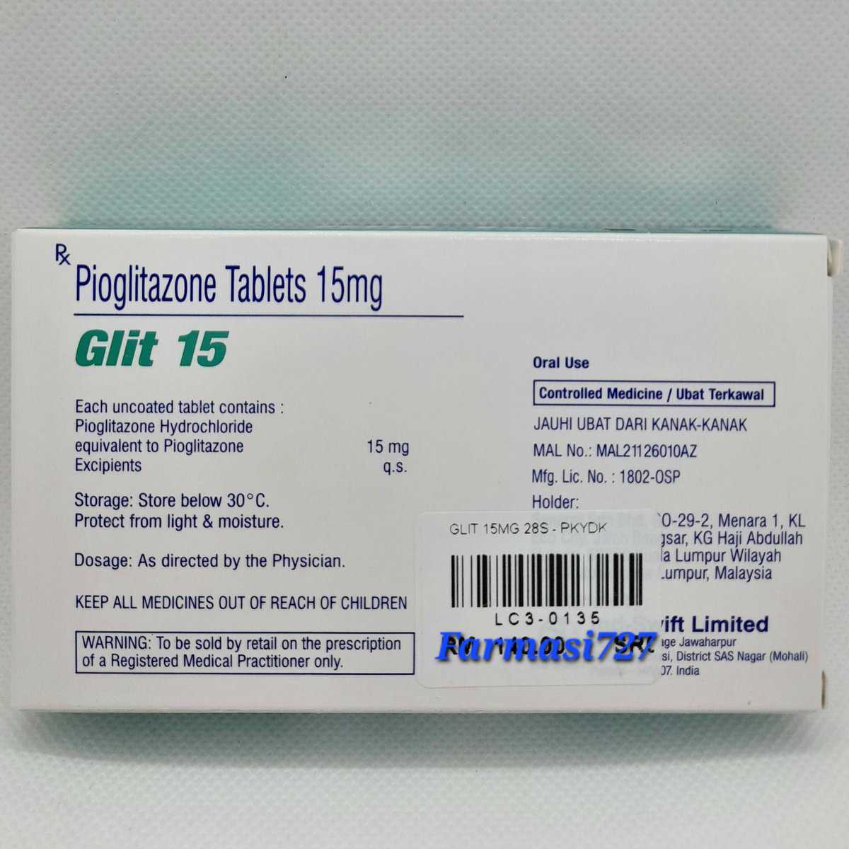 GLIT 15mg Pioglitazone Tablet By Ind-Swift