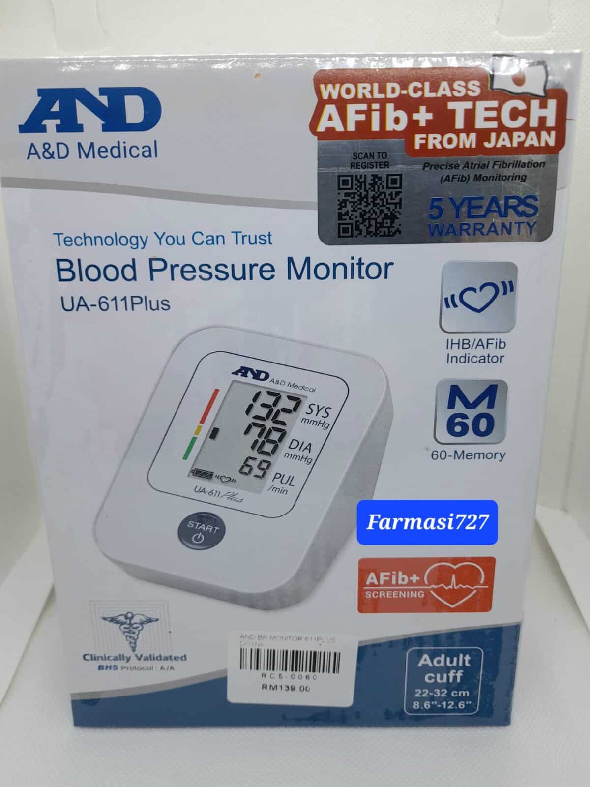 BLOOD PRESSURE MONITOR with Irregular Hearbeat & Atrial Fribillation Signaling